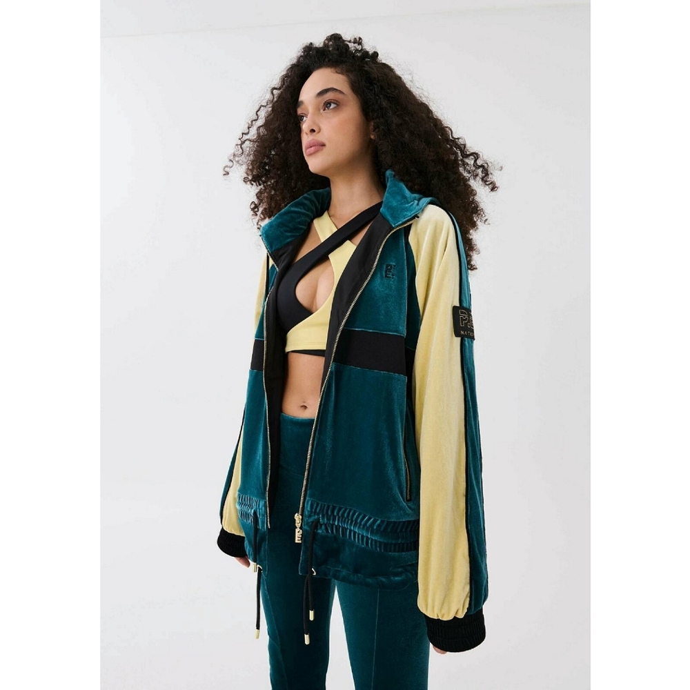 🆕️ P.E Nation RETROSPECT Track Velour JACKET IN DEEP TEAL XS Streetwear 80s